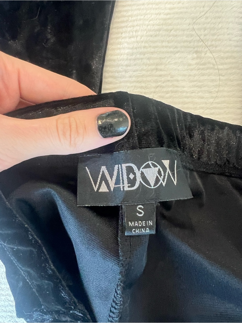 Widow Black Velvet Flare Pants with Ribbon Tie Up - Picture 6 of 6